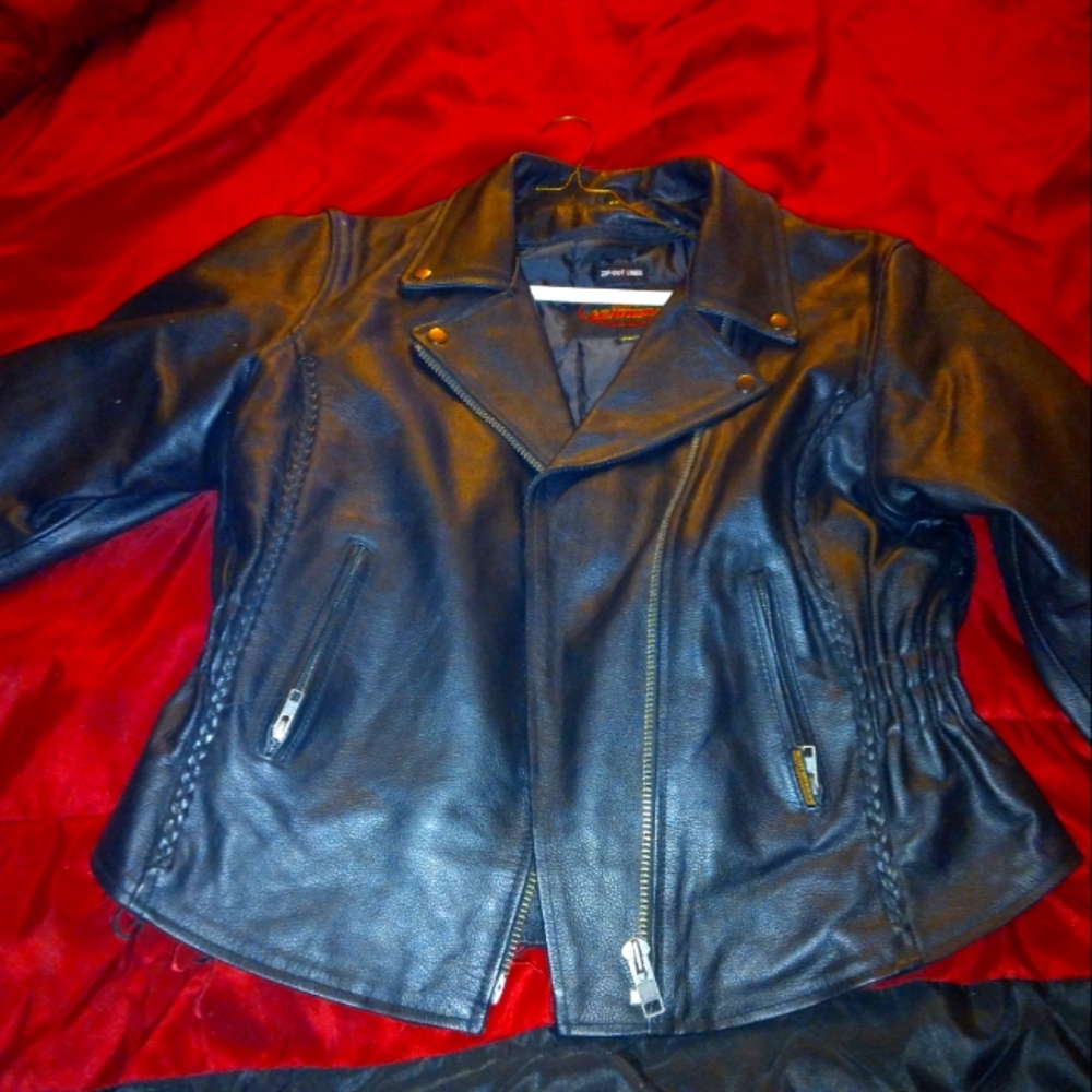 Authentic leather motorcycle jacket